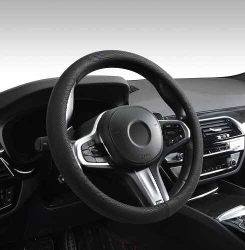 Couvre-volant Premium Noir Similicuir Ø38cm