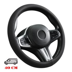 Couvre-volant Premium Noir Similicuir Ø40cm