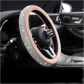 Couvre volant similicuir rose à strass Ø38cm