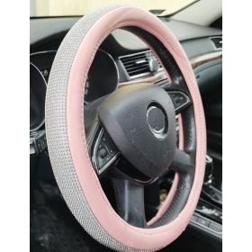 Couvre volant similicuir rose à strass Ø38cm