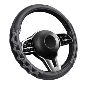   Couvre volant similicuir noir motif ligne noir gris motif Zig Zag Ø38cm