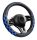 Couvre volant similicuir noir motif ligne noir bleu motif Zig Zag Ø38cm 