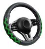 Couvre volant similicuir noir motif ligne noir vert motif Zig Zag Ø38cm 