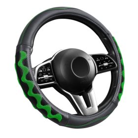   Couvre volant similicuir noir motif ligne noir vert motif Zig Zag Ø38cm 