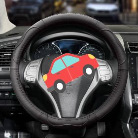 Couvre volant de camion en cuir noir Ø47cm