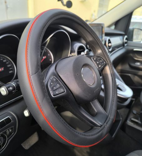 Couvre-volant Premium Noir Similicuir Ø36cm