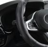 AUTOLIFE boîte Couvre-volant en cuir véritable Noir avec motif matelassé