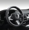 AUTOLIFE boîte Couvre-volant en cuir véritable Noir avec motif matelassé
