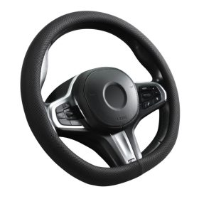 Couvre-volant Premium Noir Similicuir Ø38cm