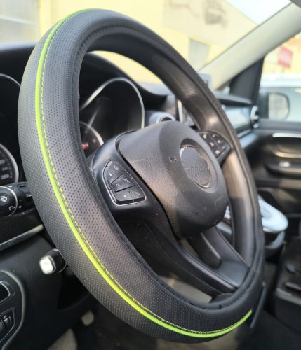 Couvre-volant Premium Noir Similicuir Ø36cm