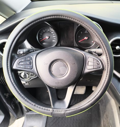 Couvre-volant Premium Noir Similicuir Ø36cm