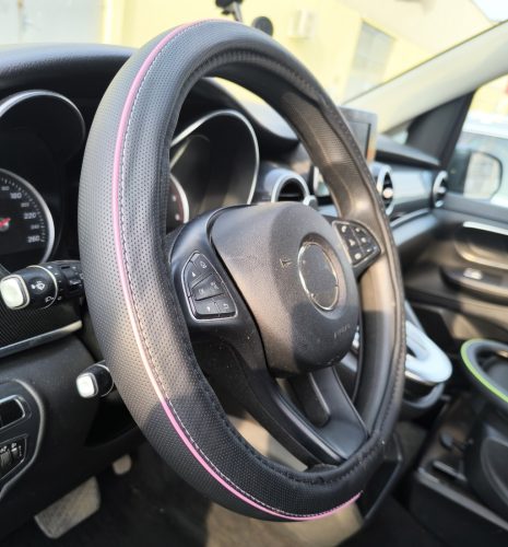 Couvre-volant Premium Noir Similicuir Ø36cm