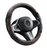 Couvre volant noir en cuir matelassé motif ligne orange Ø38cm 