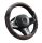 Couvre volant noir en cuir matelassé motif ligne orange Ø38cm 