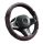 Couvre volant noir en cuir matelassé motif ligne rouge Ø38cm