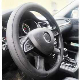   Bőrhatású szellőző kormányvédő – fekete színben, fehér belsővel 36 cm 23518BK-PRO