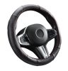 Couvre volant en cuir noir avec surpiqûres rouges Ø38cm