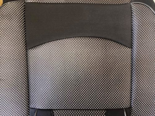 Ensemble de housses de siège universelles 11 pièces noir et points blancs avec zip et ouverture Airbag