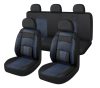 Ensemble de housses de siège universelles 11 pièces noir et points bleus avec zip et ouverture Airbag