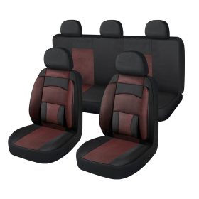   Ensemble de housses de siège universelles 11 pièces noir et points rouge avec zip et ouverture Airbag