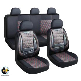  Pack de housses de siège universelles 11 pièces Airbag noir rouge