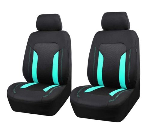 Pack de 2 housse de siège avant universelle - Airbag - Avec poche de rangement - noir vert menthe