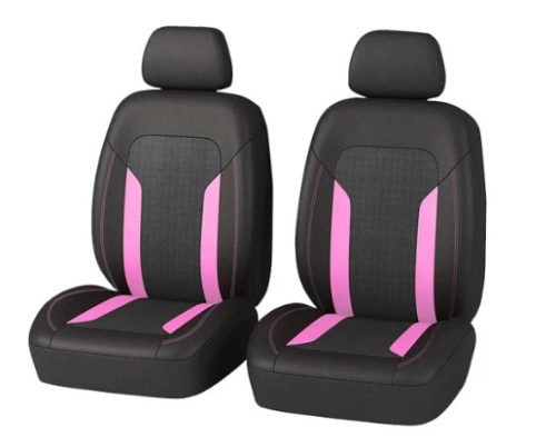 Pack de 2 housse de siège avant universelle - Airbag - Avec poche de rangement - noir rose