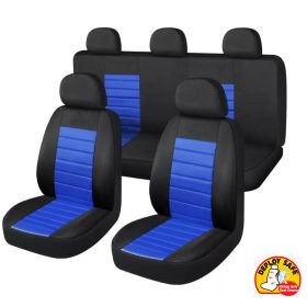   Pack de housses de siège universelles 9 pièces avec Zip ouverture Airbag noir bleu  