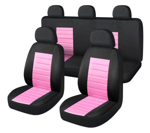 Pack de housses de siège universelle 9 pièces Airbag noir rose