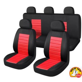   Pack de housses de siège universelle 9 pièces Airbag noir rouge
