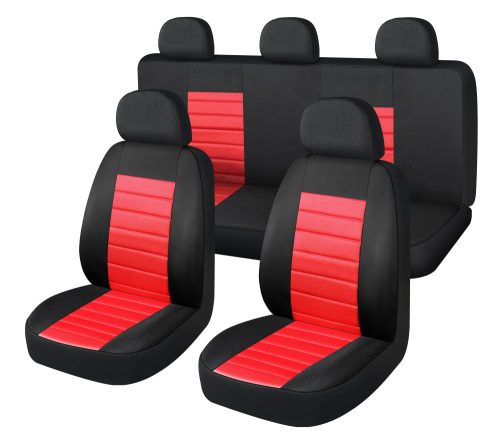 Pack de housses de siège universelle 9 pièces Airbag noir rouge