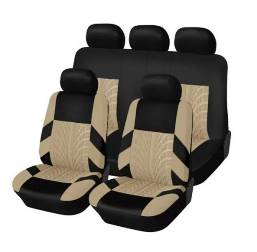 Pack de housses de siège universelles 9 pièces divisibles  - Airbag - noir beige
