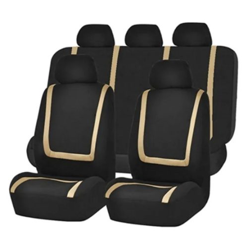 Pack de housses de siège universelles 9 pièces divisibles- Airbag - noir beige