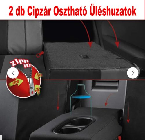 Pack de housses de siège universelles 9 pièces divisibles- Airbag - noir beige