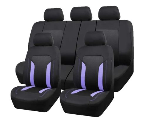 Pack de housses de siège universelles 9 pièces divisibles - Airbag - Avec poche de rangement - noir violet