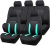 Pack de housses de siège universelles 9 pièces divisibles - Airbag - Avec pochette de rangement - noir vert menthe