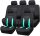 Pack de housses de siège universelles 9 pièces divisibles - Airbag - Avec pochette de rangement - noir vert menthe