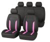 Pack de housses de siège universelles 9 pièces divisibles - Airbag - Avec poche de rangement - noir rose