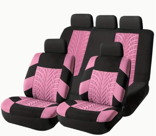 Pack de housses de siège universelles divisible 9 pièces - Airbag - noir rose