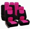 Pack de housses de siège universelles 9 pièces divisible- Airbag - noir rose
