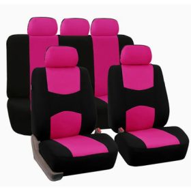   Pack de housses de siège universelles 9 pièces divisible- Airbag - noir rose