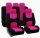 Pack de housses de siège universelles 9 pièces divisible- Airbag - noir rose
