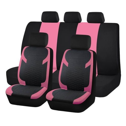 Pack de housses de siège universelles 9 pièces divisibles - Airbag - noir rose