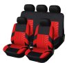 Pack de housses de siège universelles 9 pièces divisible - Airbag - noir rouge