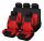 Pack de housses de siège universelles 9 pièces divisible - Airbag - noir rouge