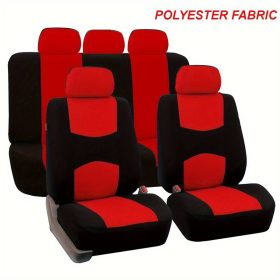   Pack de housses de siège universelles 9 pièces divisibles Airbag noir rouge
