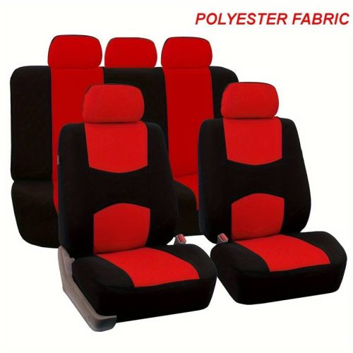 Pack de housses de siège universelles 9 pièces divisibles Airbag noir rouge