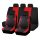 Pack de housses de siège universelles 9 pièces divisibles- Airbag - noir rouge