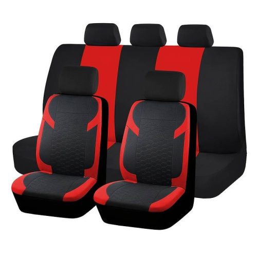 Pack de housses de siège universelles 9 pièces divisibles- Airbag - noir rouge