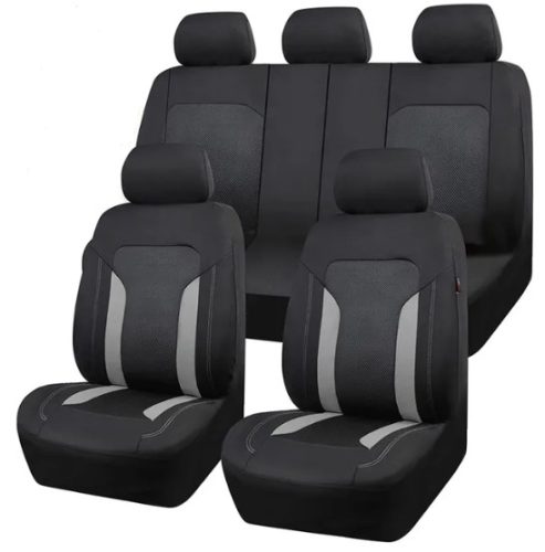 Pack de housses de siège universelles 9 pièces divisibles - Airbag - Avec poche de rangement - noir gris